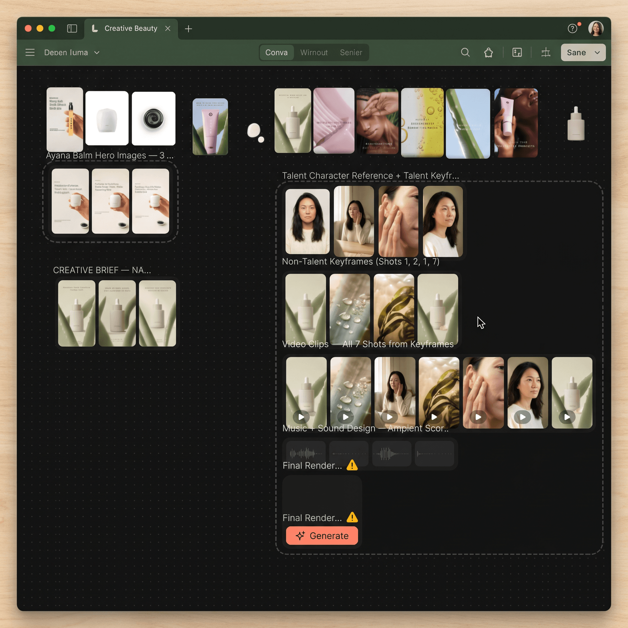 Luma Labs workflow — one prompt, multiple creative variations